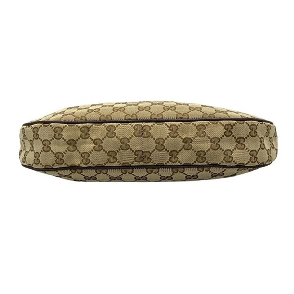 Auth GUCCI GG 122790 Beige Dark Brown Jacquard Leather Shoulder Bag - Picture 5 of 16